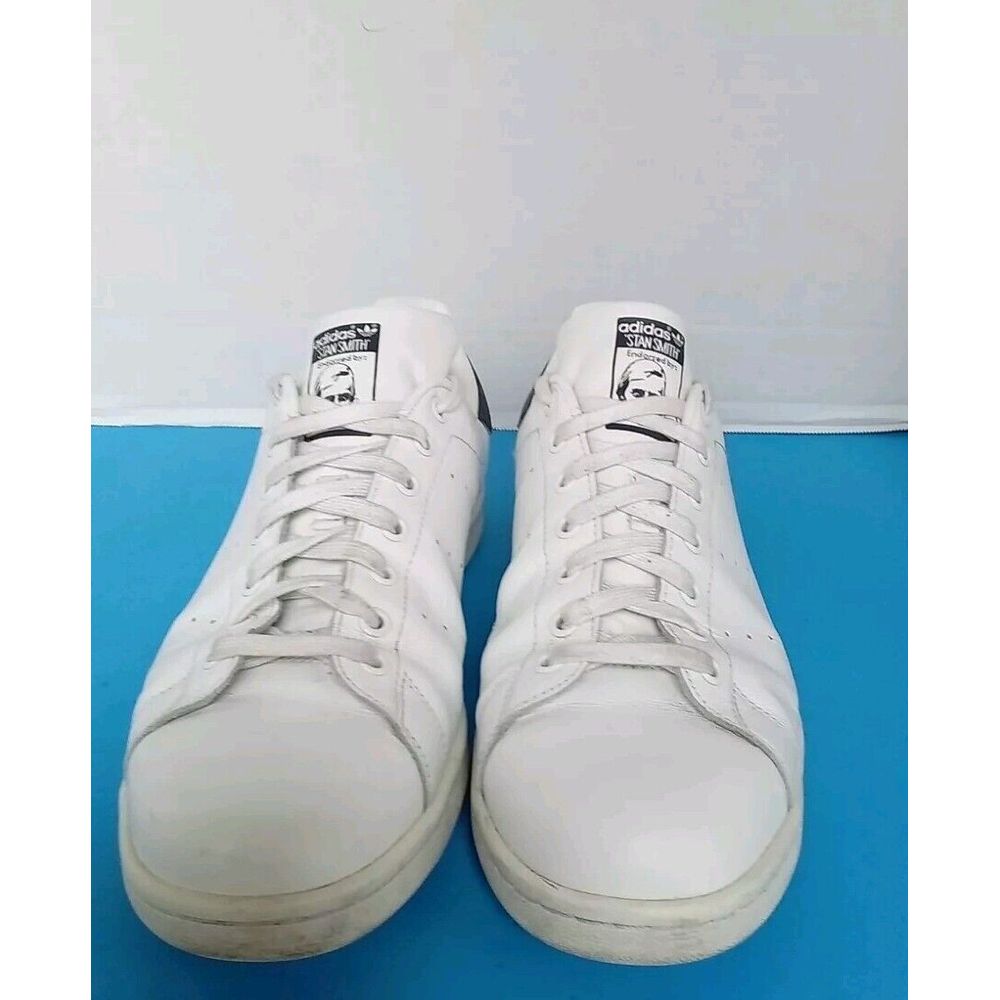 Adidas Stan Smith Classic White Navy Sneakers Tennis Shoes Casual Lifestyle
